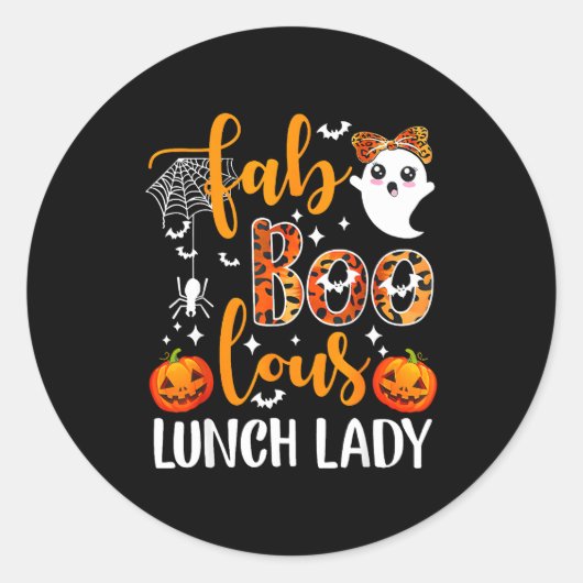 Leopard Fab Boo Lous Lunch Lady Matching Group Tee ラウンドシール (正面)