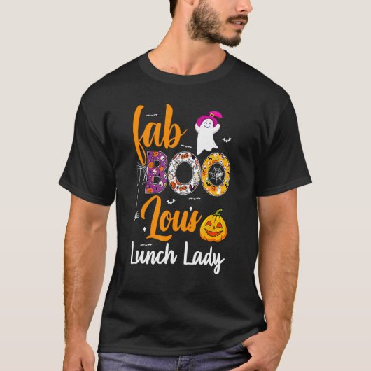 Leopard Fab Boo Lous Lunch Lady Team Teacher Hallo Tシャツ (正面)