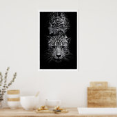 Leopard Faces Print Black and White Wildlife Art ポスター (キッチン)