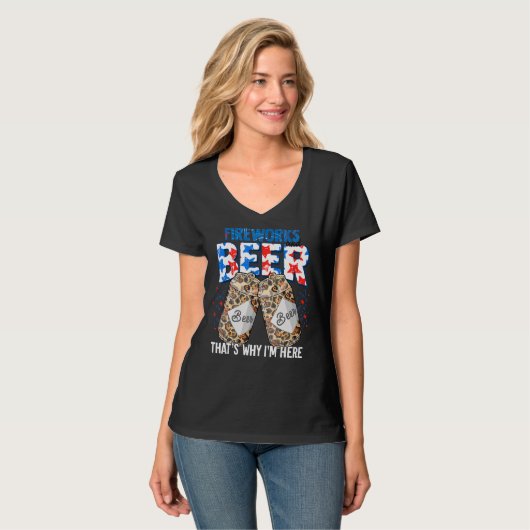 Leopard Fireworks & Beer That I's Here Men 4 Tシャツ (正面フル)