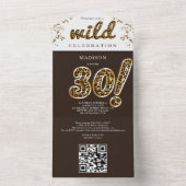 Leopard Foilバルーンスクリプト誕生日QRコードRSVP オールインワン招待状 (内側)