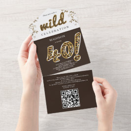 Leopard Foil Balloon 40th Birthday QR Code RSVP オールインワン招待状