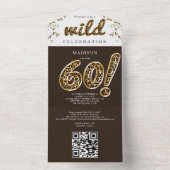 Leopard Foil Balloon 60誕生日QRコードRSVP Al オールインワン招待状 (内側)