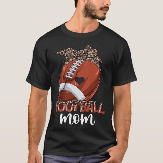 Leopard Football Mom Life Game Day Vibes Mama Moth Tシャツ (正面)