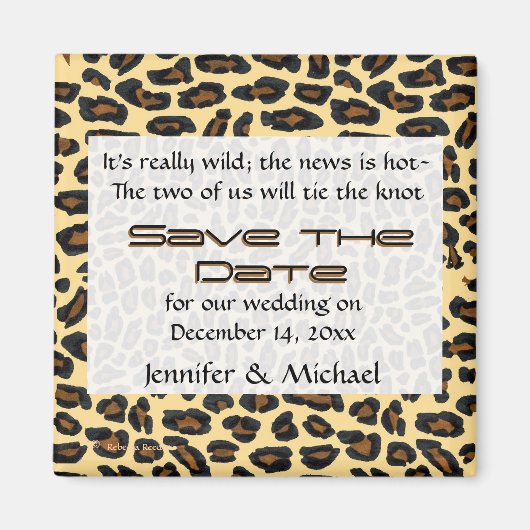 Leopard Fur日付の保存 マグネット (正面)