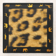Leopard Fur African 縁ど -  Glass Coaster