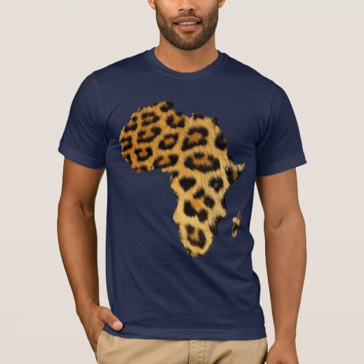 Leopard Fur-effect Map of AFRICAファッションT型 Tシャツ (正面)