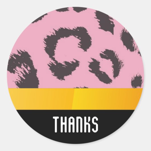 Leopard Fur Thank You ラウンドシール (正面)