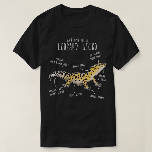 Leopard Geckoの解剖学Pet Reptileリおもしろいザ Tシャツ (デザイン正面)