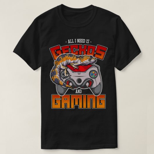 Leopard Gecko & Gaming Lizard Video Game Reptile G Tシャツ (デザイン正面)