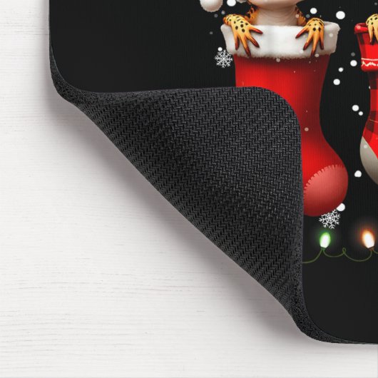 Leopard Gecko In Christmas Socks Lights Leopard Ge マウスパッド (コーナー)