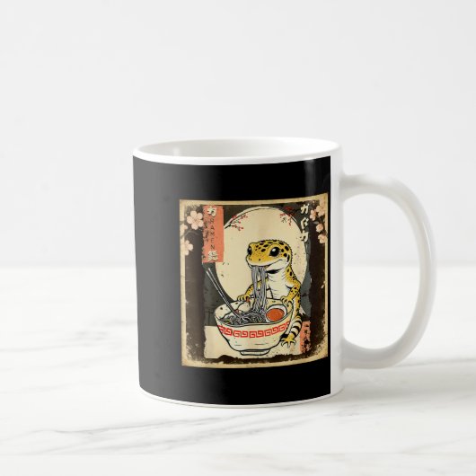 Leopard Gecko Lizard Ramen Crested Gecko Japanese  コーヒーマグカップ (右)