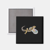 Leopard Gecko Playing Video Game Lizard And Reptil マグネット (正面/裏面)