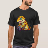 Leopard Gecko Playing Video Game Lizard & Reptiles Tシャツ (正面)