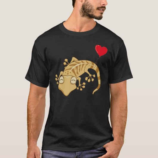 Leopard Gecko With Heart Balloon Valentines Day Lo Tシャツ (正面)