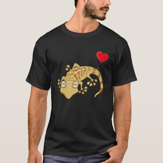 Leopard Gecko With Heart Balloon Valentines Day Lo Tシャツ (正面)