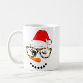 Leopard Gles Santa Claus Snowman Face Christmas Co コーヒーマグカップ (左)
