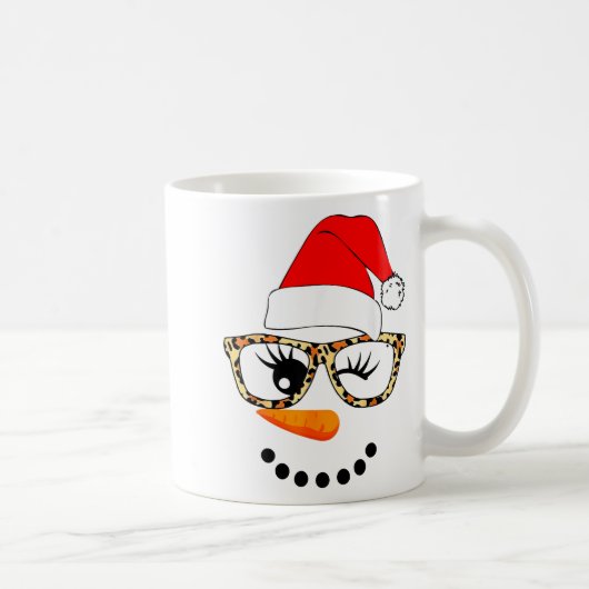 Leopard Gles Santa Claus Snowman Face Christmas Co コーヒーマグカップ (右)