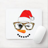 Leopard Gles Santa Claus Snowman Face Christmas Co マウスパッド (マウス)
