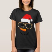 Leopard Gles Santa Claus Snowman Face Christmas Co Tシャツ (正面)