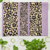 Leopard Glitter Stripes Glam 1 キッチンタオル (折り畳み)
