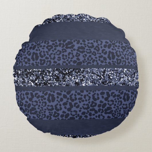 Leopard Glitter Stripes Glam 5 ラウンドクッション (正面)