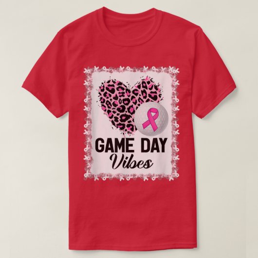 Leopard Golf Game Day Vibes Breast Cancer Awarenes Tシャツ (デザイン正面)
