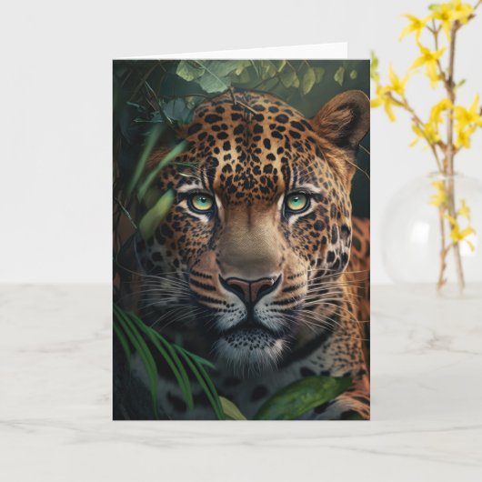 Leopard Greeting Card カード (黄色い花)