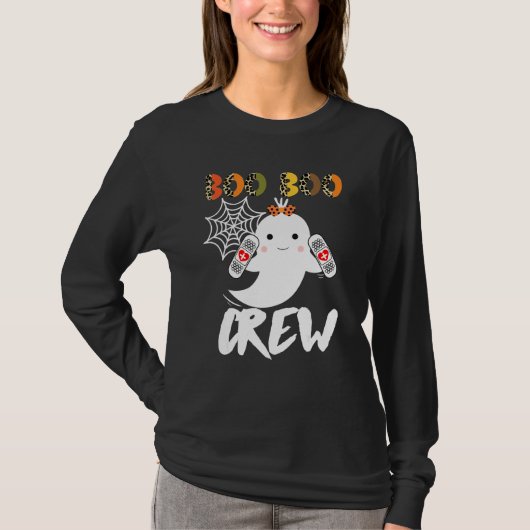 Leopard Halloween Boo Boo Crew Ghost Nurse  Rn Nur Tシャツ (正面)