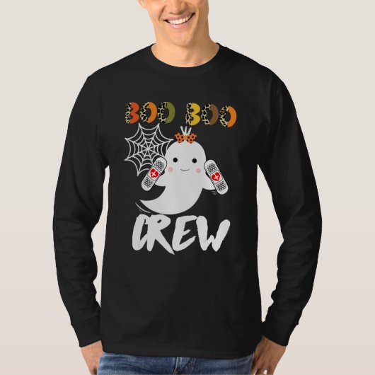 Leopard Halloween Boo Boo Crew Ghost Nurse  Rn Nur Tシャツ (正面)