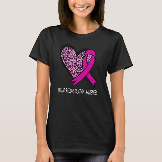 Leopard Heart Breast Reconstruction Awareness Pink Tシャツ (正面)