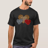 Leopard Heart Buffalo Red Black Plaid Heart Valent Tシャツ (正面)