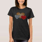 Leopard Heart Buffalo Red Black Plaid Heart Valent Tシャツ (正面)