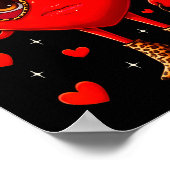 Leopard Heart Drinking Coffee Valentines Day Women ポスター (角)