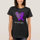 Leopard Heart Eating Disorder Awareness Purple Rib Tシャツ (正面)