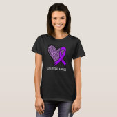 Leopard Heart Eating Disorder Awareness Purple Rib Tシャツ (正面フル)