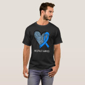 Leopard Heart Hydrocephalus Awareness Blue Ribbon Tシャツ (正面フル)