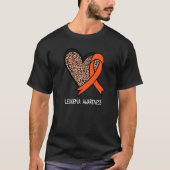Leopard Heart Leukemia Awareness Orange Ribbon Tシャツ (正面)