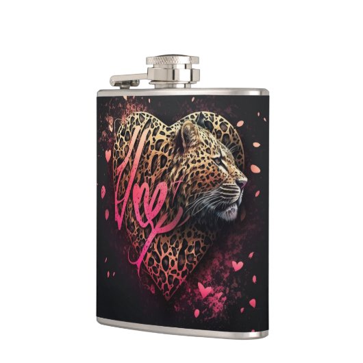 Leopard Heart Love Graffiti Art                    フラスク (左)