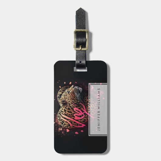 Leopard Heart Love Graffiti Art ラゲッジタグ (正面縦)