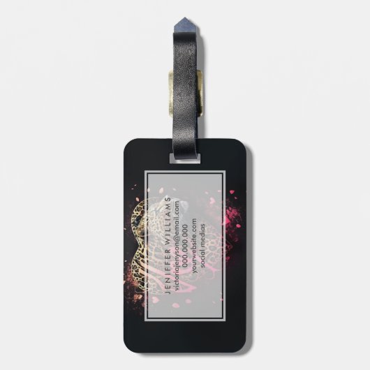 Leopard Heart Love Graffiti Art ラゲッジタグ (裏面縦)