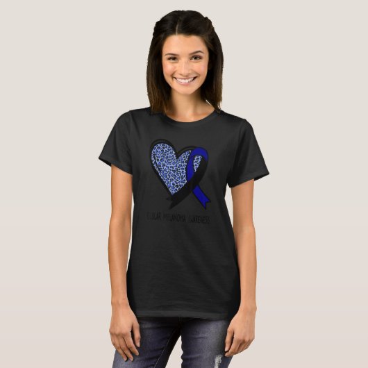 Leopard Heart Ocular Melanoma Awareness Black & Na Tシャツ (正面フル)