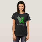 Leopard Heart Organ Donation Awareness Green Ribbo Tシャツ (正面フル)