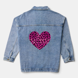 Leopard heart print jacket  デニムジャケット