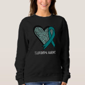 Leopard Heart Scleroderma Awareness Teal Ribbon スウェットシャツ (正面)