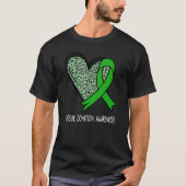 Leopard Heart Tissue Donation Awareness Green Ribb Tシャツ (正面)