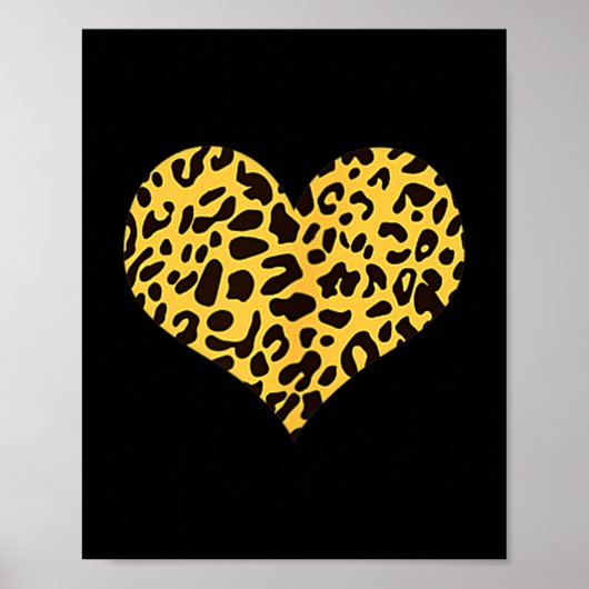 Leopard Heart Valentines Girlfriend Boyfriend Gift ポスター (正面)