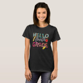 Leopard Hello 4年生先生学生Scに戻る Tシャツ (正面フル)