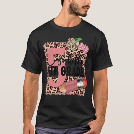 Leopard Hello 5年生先生学生Sに戻る Tシャツ (正面)