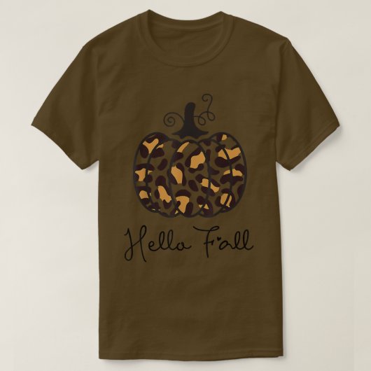 Leopard Hello Fall Pumpkin Season Autumn Thanksgiv Tシャツ (デザイン正面)
